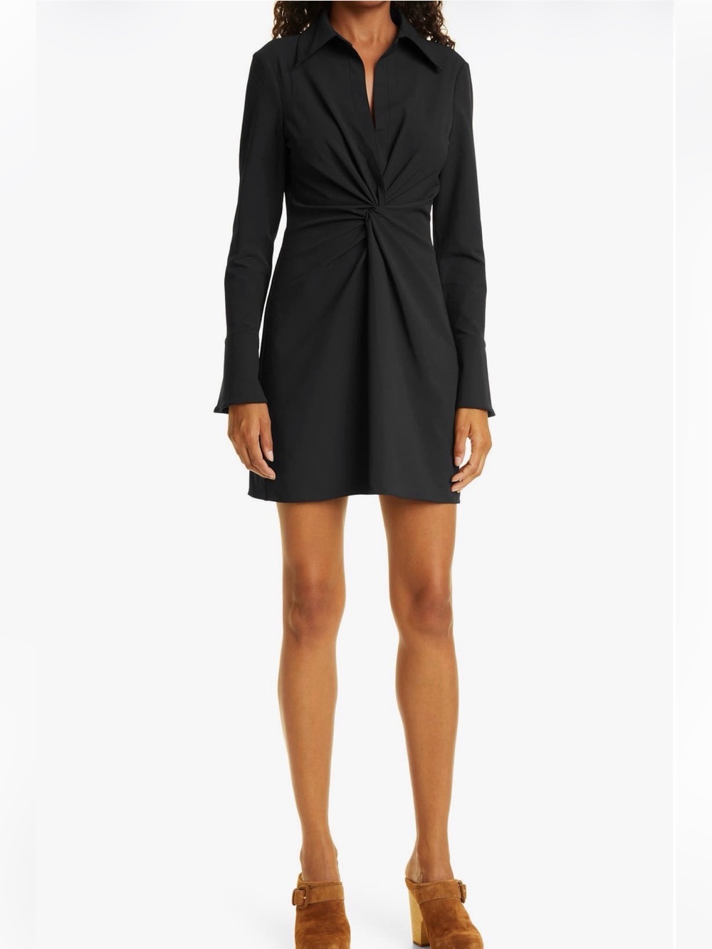 Cinq A Sept McKenna Front Twist Long Sleeve Mini Shirtdress